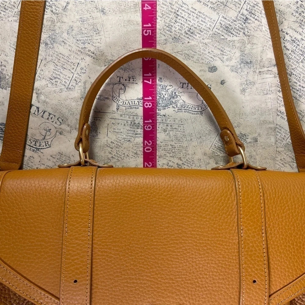 GiGi New York Hayden Saddle Satchel Pebbled Leather Crossbody Bag Brown
